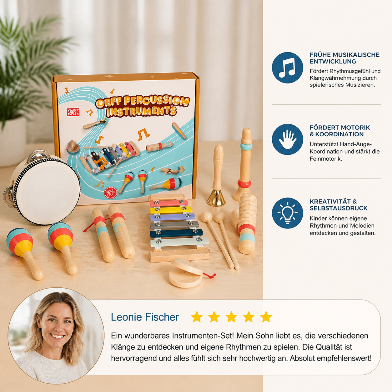 Musikinstrumente-Set aus Holz – Montessori-Schlaginstrumente & Rhythmus-Lernspielzeug für Kinder