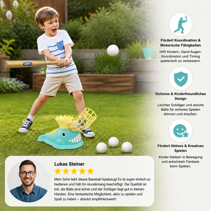 Tret-Baseball-Wurfmaschine mit Schläger & Bällen für Kinder