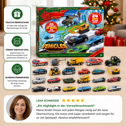 Weihnachts-Adventskalender mit Druckgussautos für Kinder