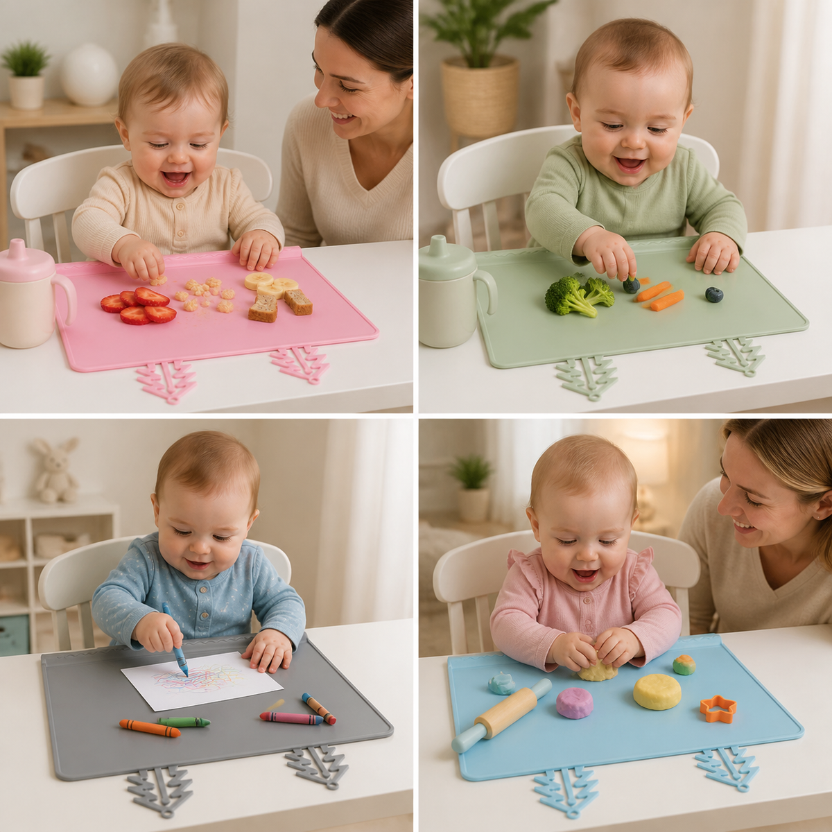 BabySafe praktische & hygienische Silikon-Babytischmatte mit erhöhtem Rand