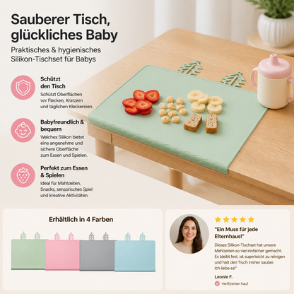 BabySafe praktische & hygienische Silikon-Babytischmatte mit erhöhtem Rand