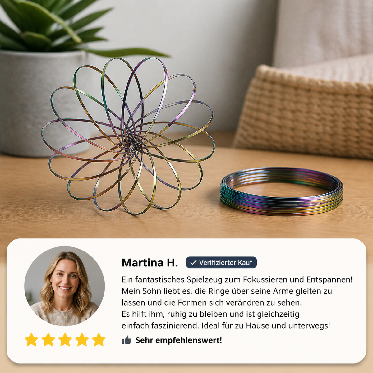Geometrisches Feder-Fidget-Spielzeug – Sensorische Anti-Stress-Skulptur