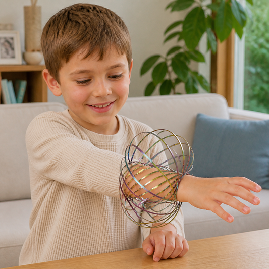 Geometrisches Feder-Fidget-Spielzeug – Sensorische Anti-Stress-Skulptur