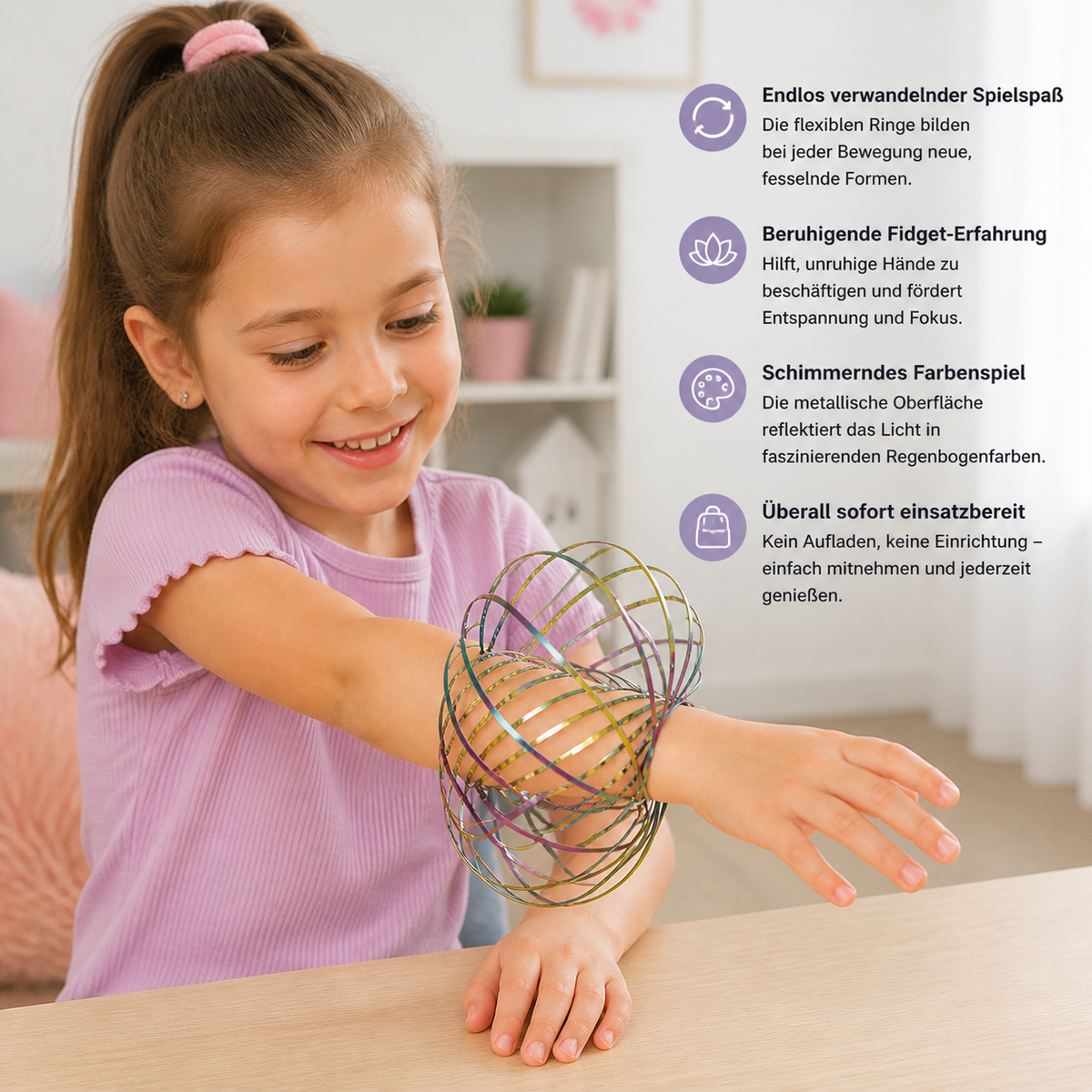Geometrisches Feder-Fidget-Spielzeug – Sensorische Anti-Stress-Skulptur