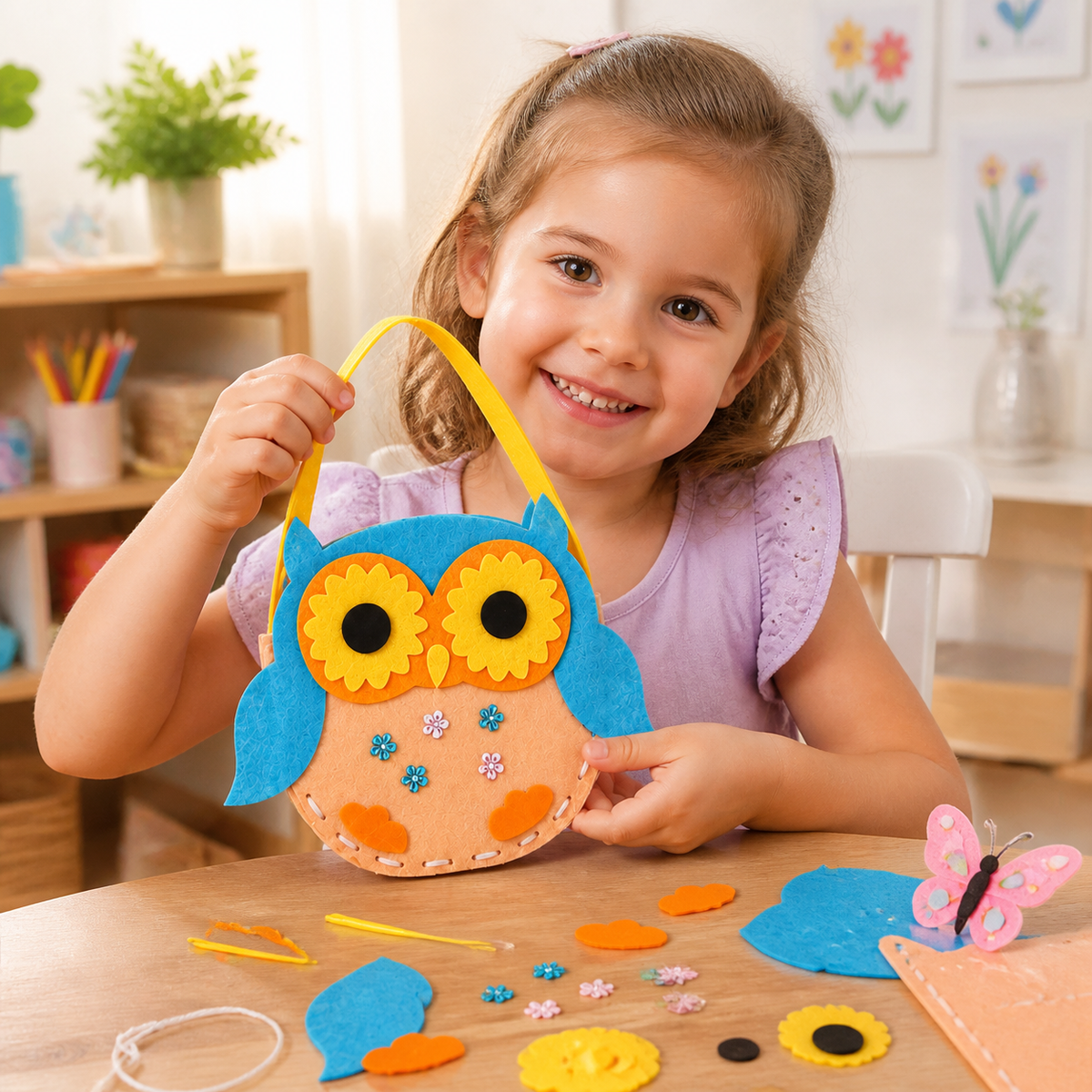 DIY-Niedliches Filz-Handtaschen-Nähset für Kinder