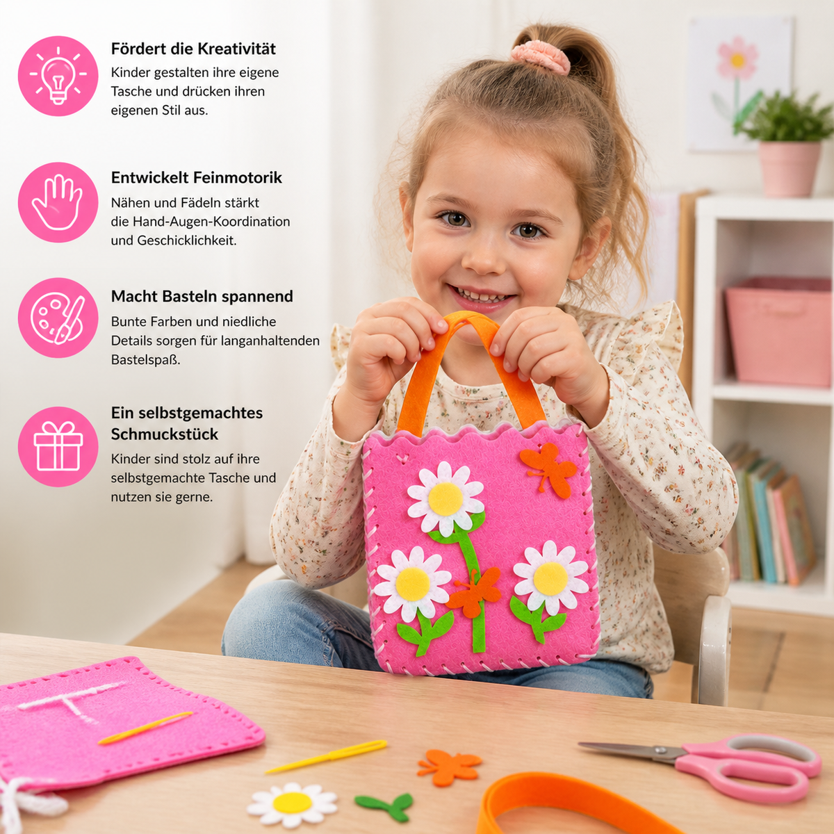 DIY-Niedliches Filz-Handtaschen-Nähset für Kinder
