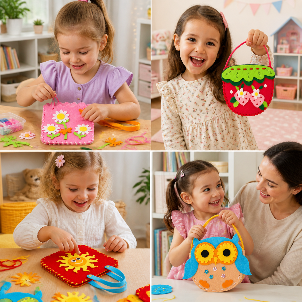 DIY-Niedliches Filz-Handtaschen-Nähset für Kinder