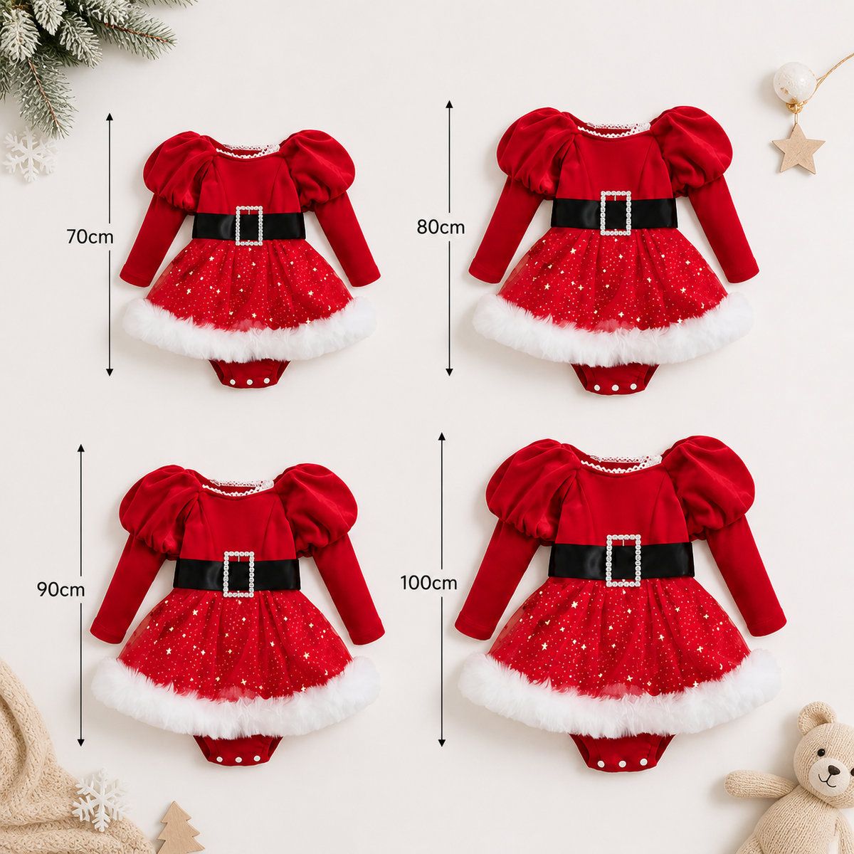 „Mein erstes Weihnachten“-Langarm-Stramplerkleid für Baby-Mädchen