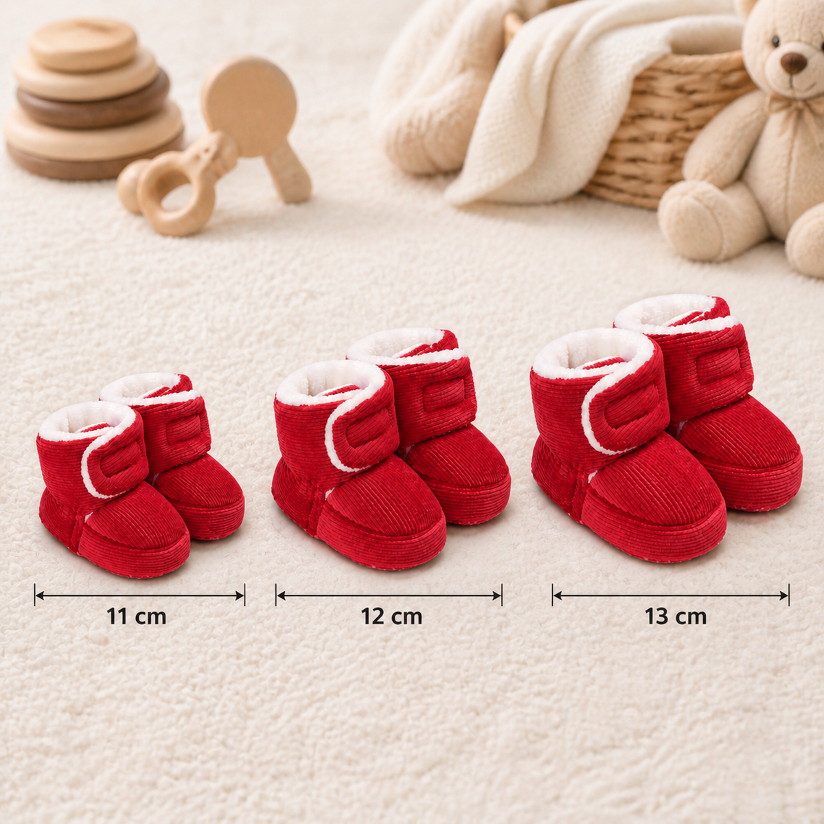 Warme & gemütliche Plüsch-Baby-Booties mit weichen rutschfesten Sohlen