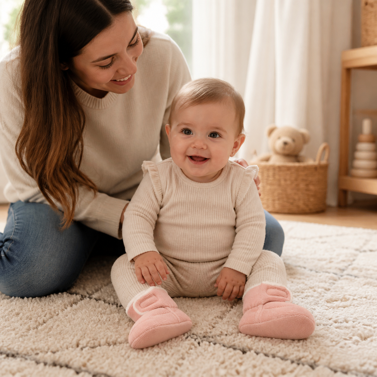 Warme & gemütliche Plüsch-Baby-Booties mit weichen rutschfesten Sohlen