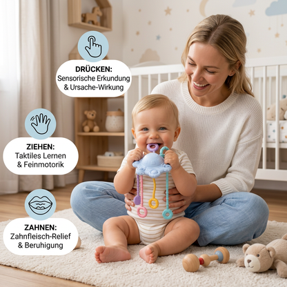 Montessori-Sensorikspielzeug zum Ziehen & Entdecken – Silikon-Ziehspielzeug zur Förderung der taktilen Wahrnehmung und zur Linderung beim Zahnen