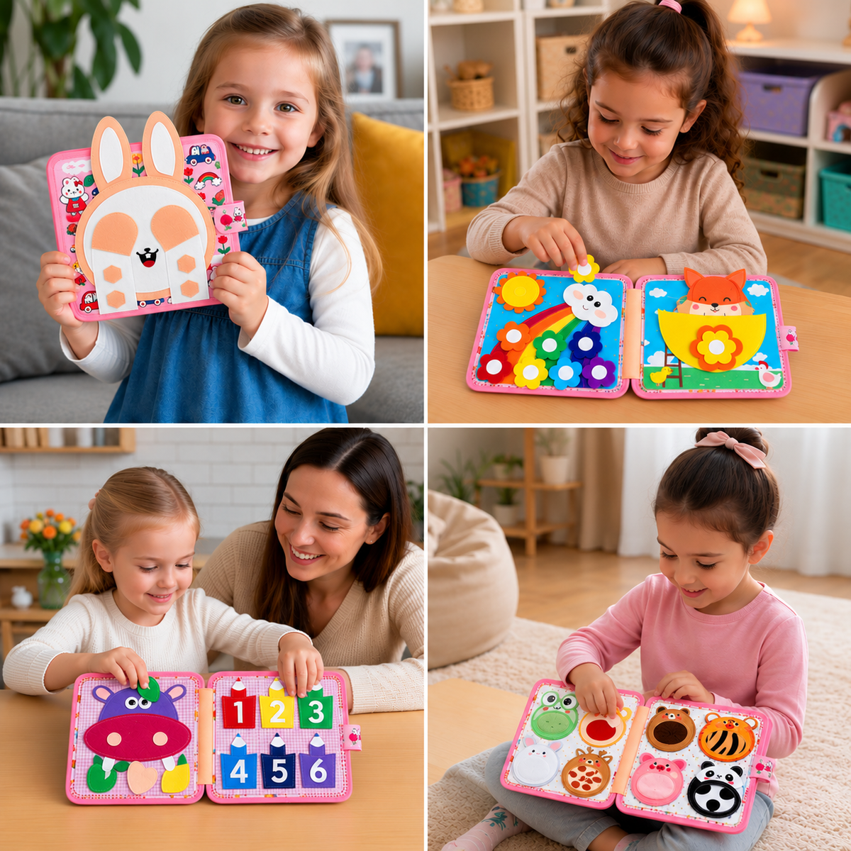 Montessori-Tast- & Fühl-Sensorik-Busy-Book für Kleinkinder