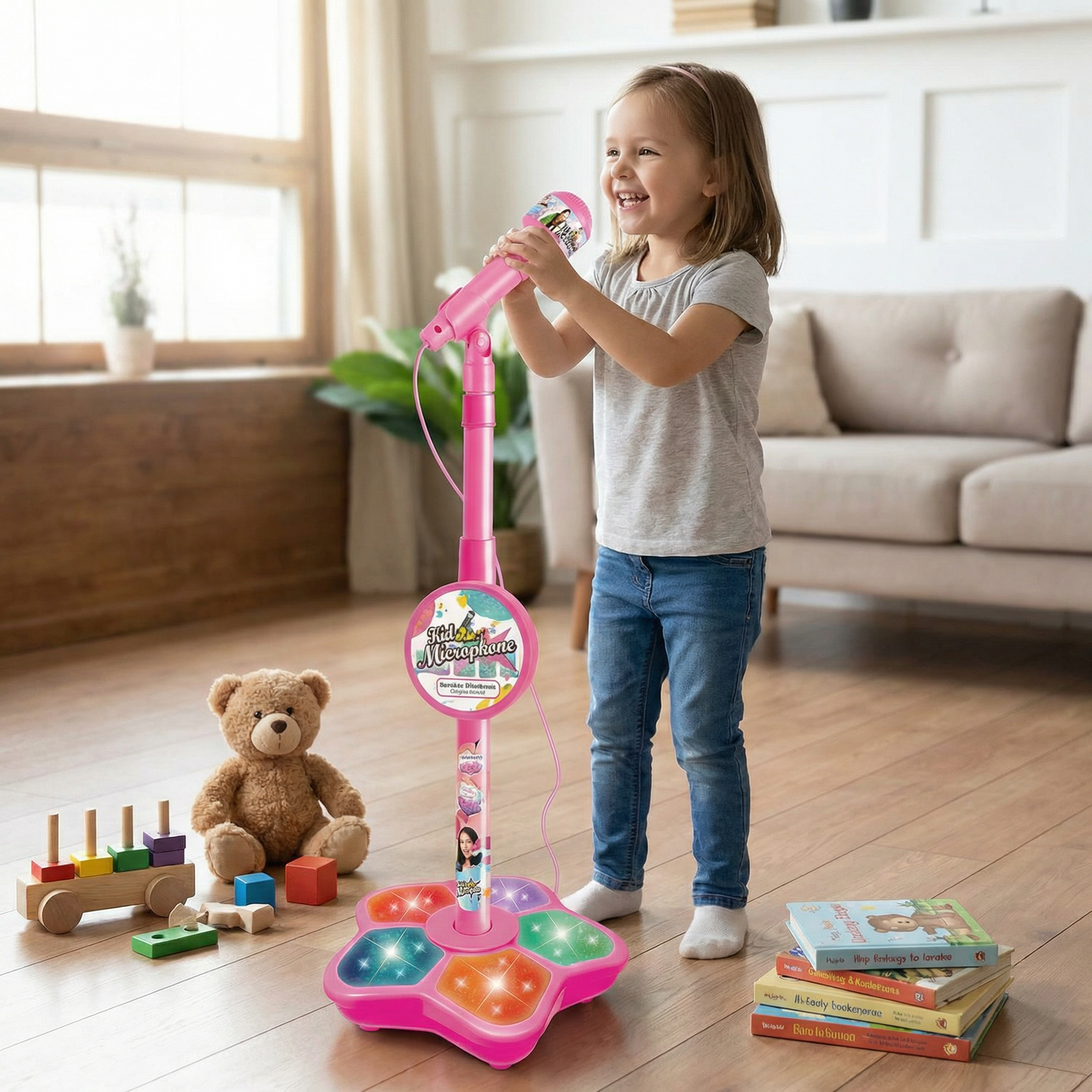 Karaoke-Set für Kinder mit Mikrofon & Ständer – Musikalisches Lernspiel