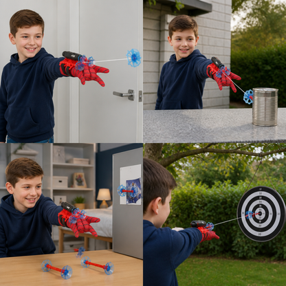 Superhelden-Netzwerfer-Handschuhset – Handgelenk-Werfer mit Saugnapf-Pfeilen