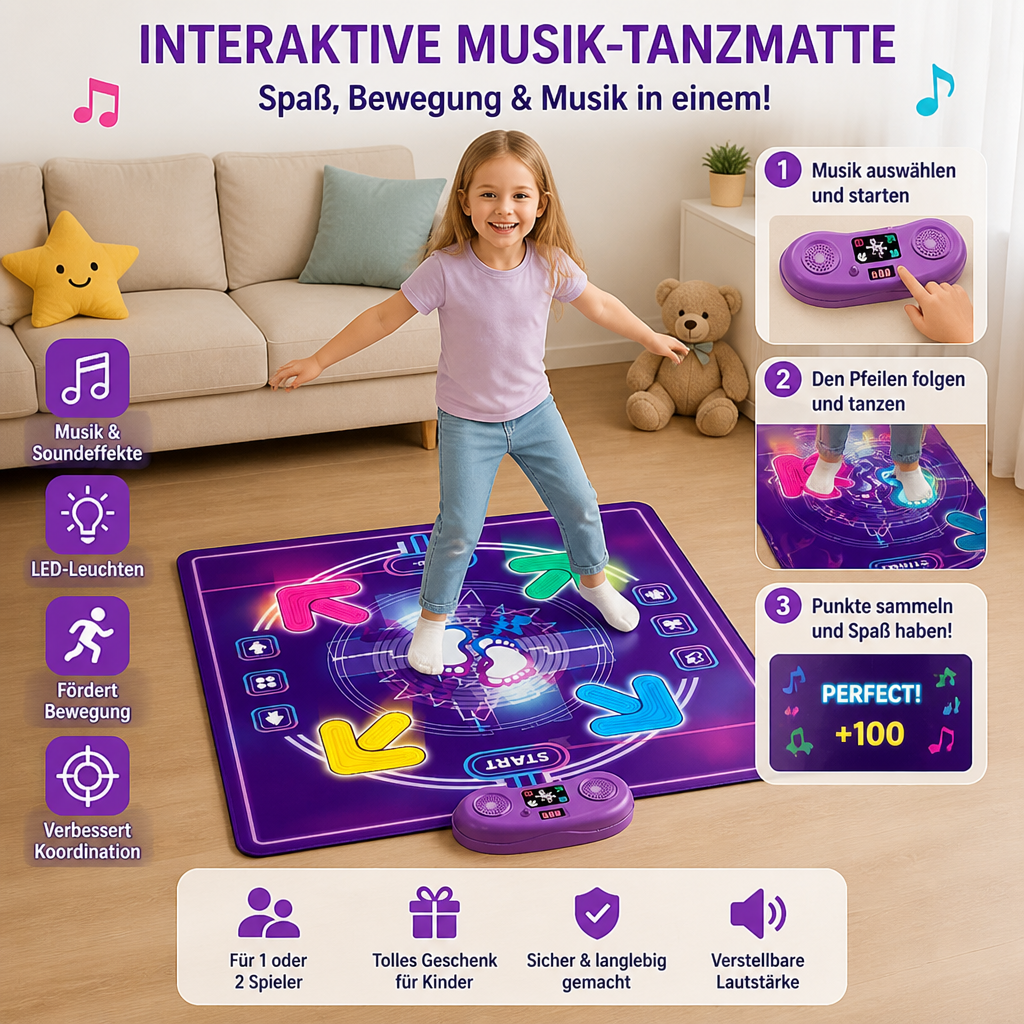 Interaktive musikalische Tanzmatte mit LED-Lichtern für Kinder