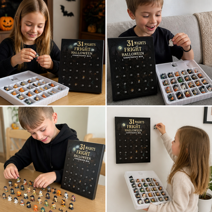 Halloween-Countdown-Kalender mit gruseligen Überraschungs-Mini-Figuren & Anhängern
