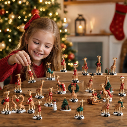 24-Tage-Weihnachts-Adventskalender mit Giraffenfiguren