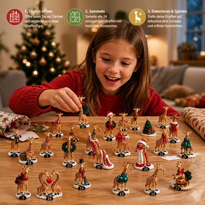 24-Tage-Weihnachts-Adventskalender mit Giraffenfiguren