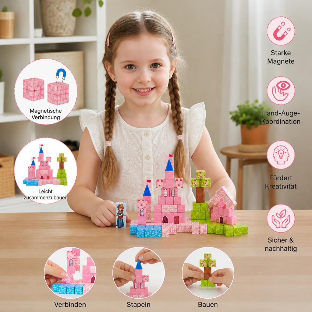 Montessori-Prinzessinnen-Traumschloss-Magnetbausteinset