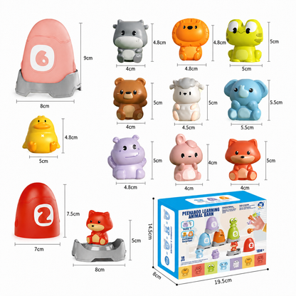 Montessori-Fingerpuppen-Set aus weichem Gummi mit Bauernhoftieren zum Farben-Sortieren & Zahlenlernen