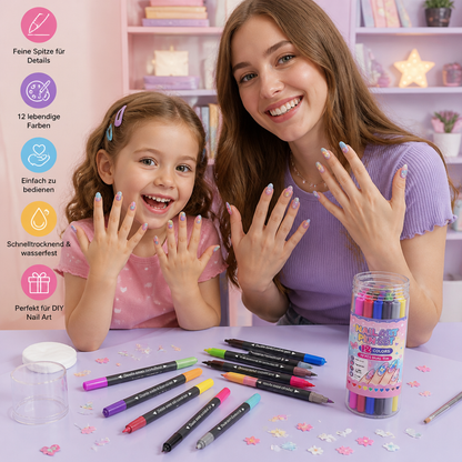 12-Farben-Nail-Art-Stifte-Set mit Doppelspitze – Für feine Details & kreative Designs
