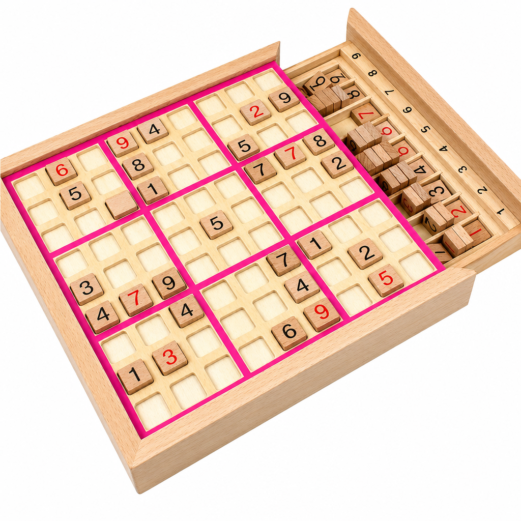 Holz-Sudoku-Puzzlebrett – Pädagogisches Logik- & Mathe-Spiel