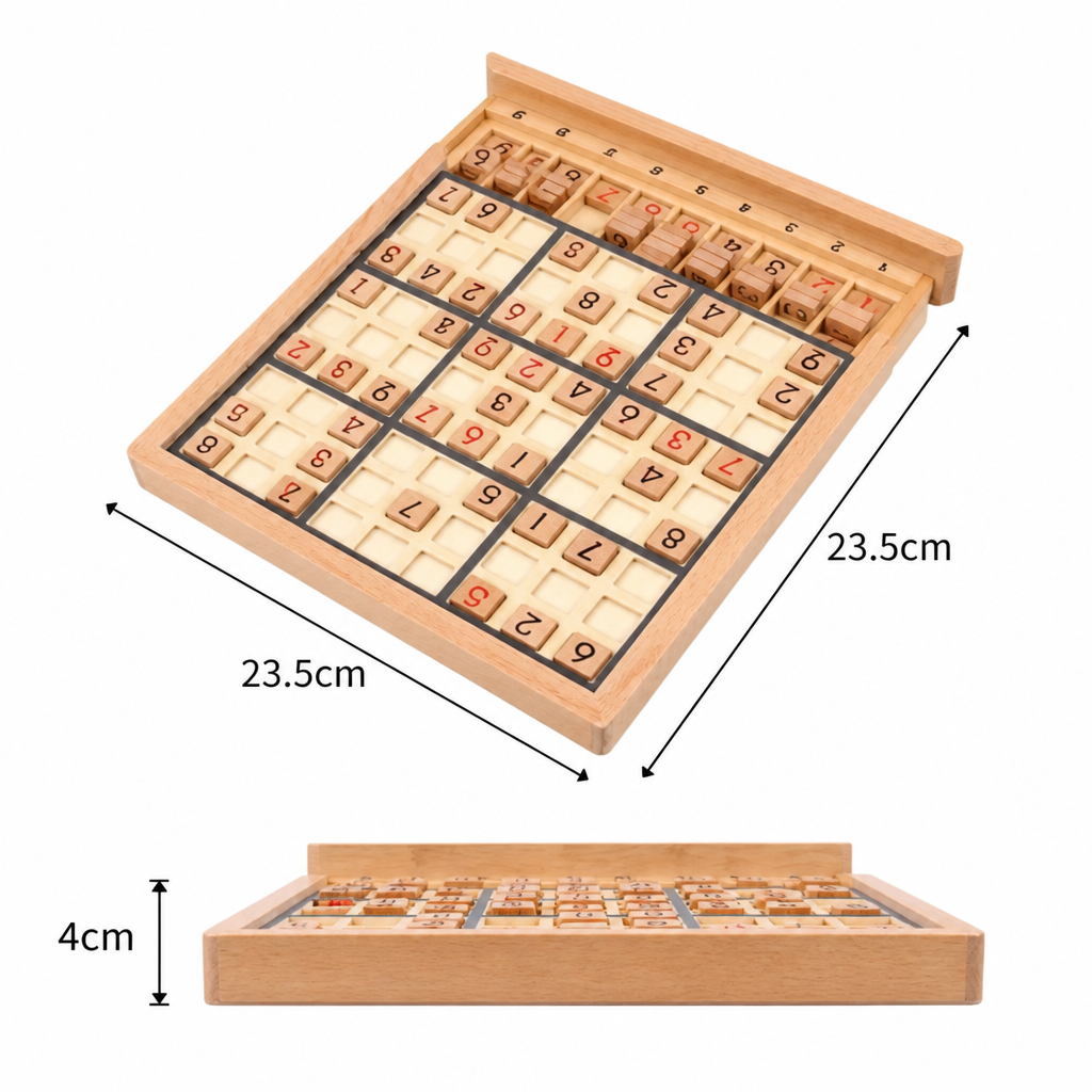 Holz-Sudoku-Puzzlebrett – Pädagogisches Logik- & Mathe-Spiel