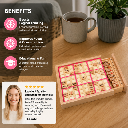 Holz-Sudoku-Puzzlebrett – Pädagogisches Logik- & Mathe-Spiel
