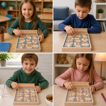 Holz-Sudoku-Puzzlebrett – Pädagogisches Logik- & Mathe-Spiel