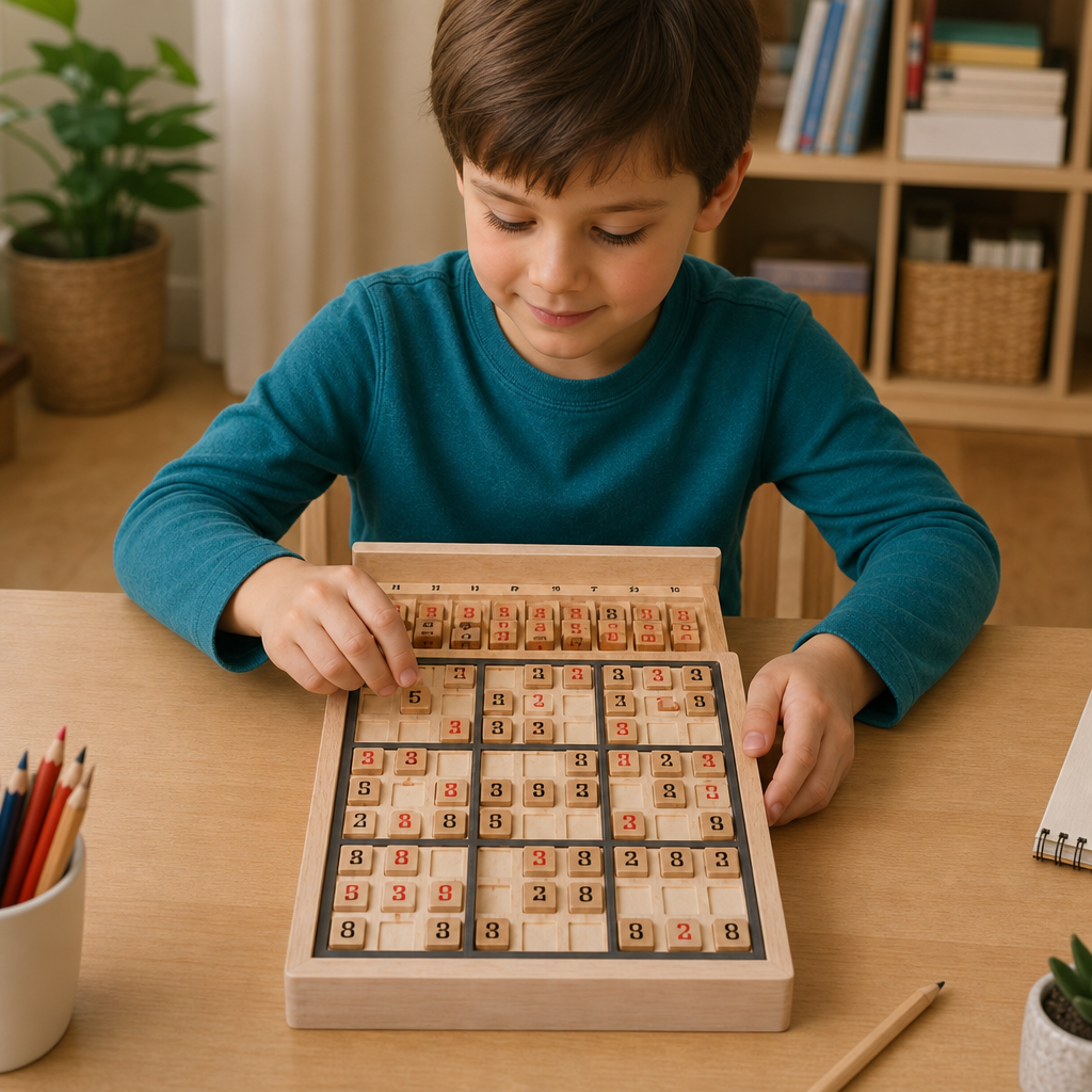 Holz-Sudoku-Puzzlebrett – Pädagogisches Logik- & Mathe-Spiel