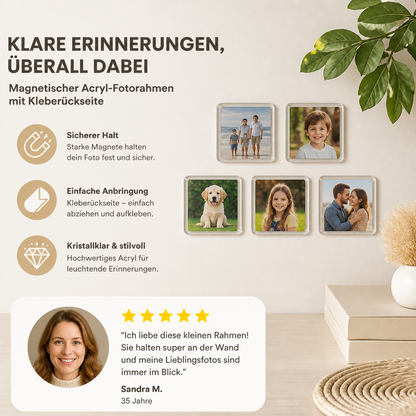 Klare magnetische Acryl-Fotorahmen mit selbstklebender Rückseite