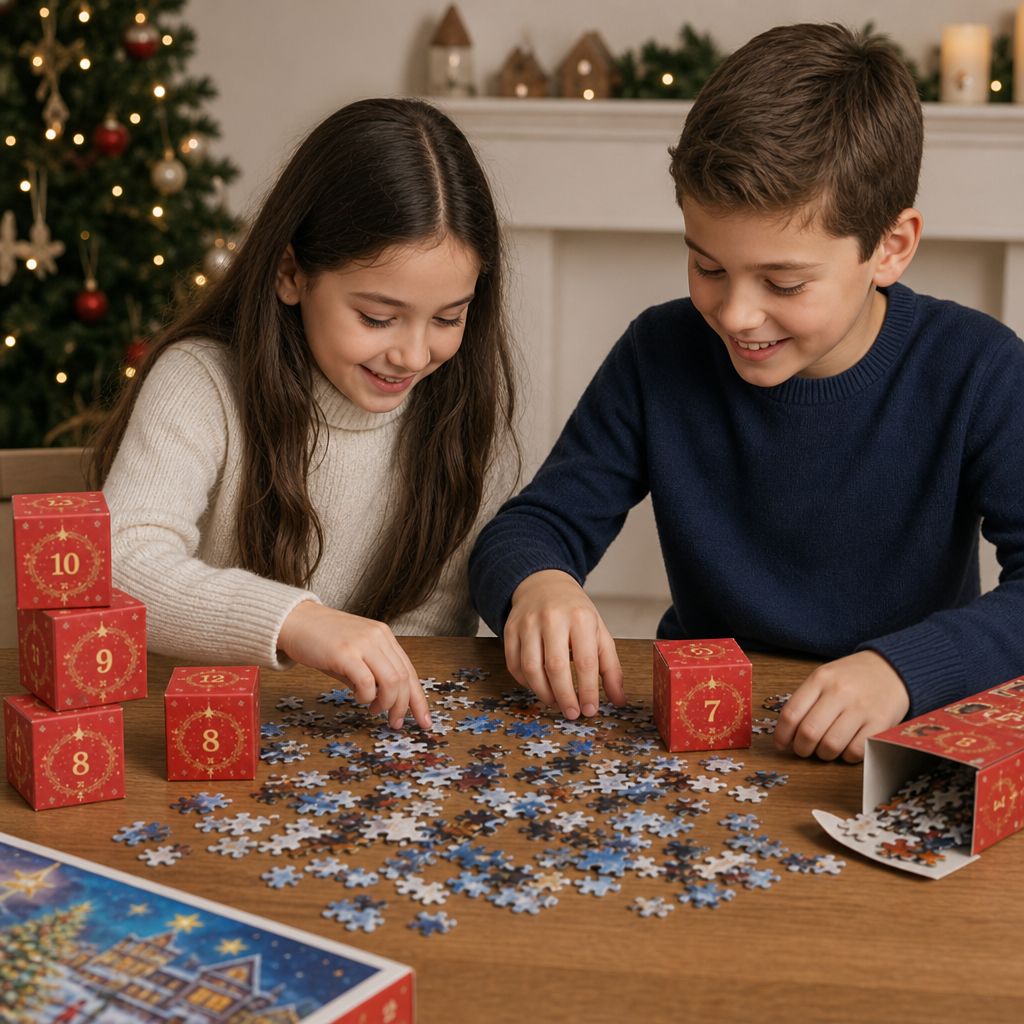 Weihnachts-Puzzle-Adventskalender – 24-Tage-Countdown-Set mit 1008 Teilen