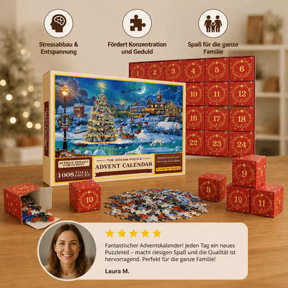 Weihnachts-Puzzle-Adventskalender – 24-Tage-Countdown-Set mit 1008 Teilen