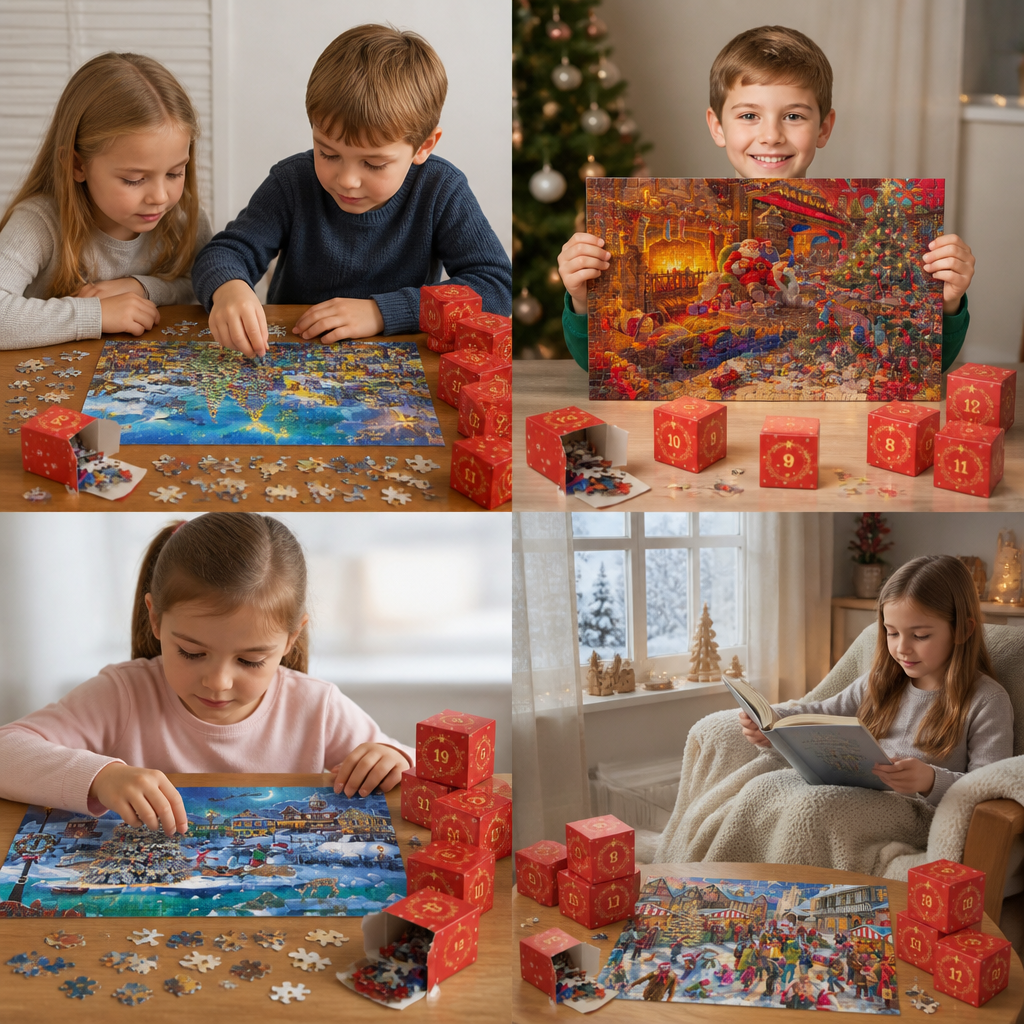 Weihnachts-Puzzle-Adventskalender – 24-Tage-Countdown-Set mit 1008 Teilen