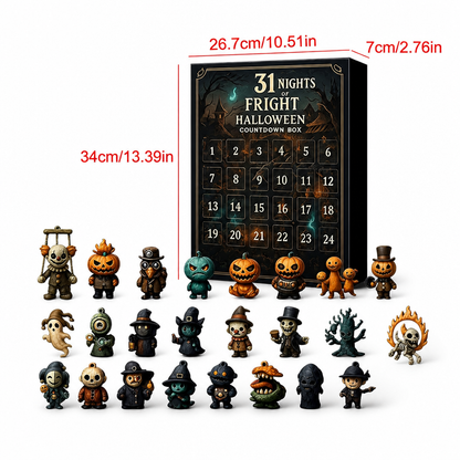 Halloween-Countdown-Kalender mit gruseligen Überraschungs-Mini-Figuren & Anhängern