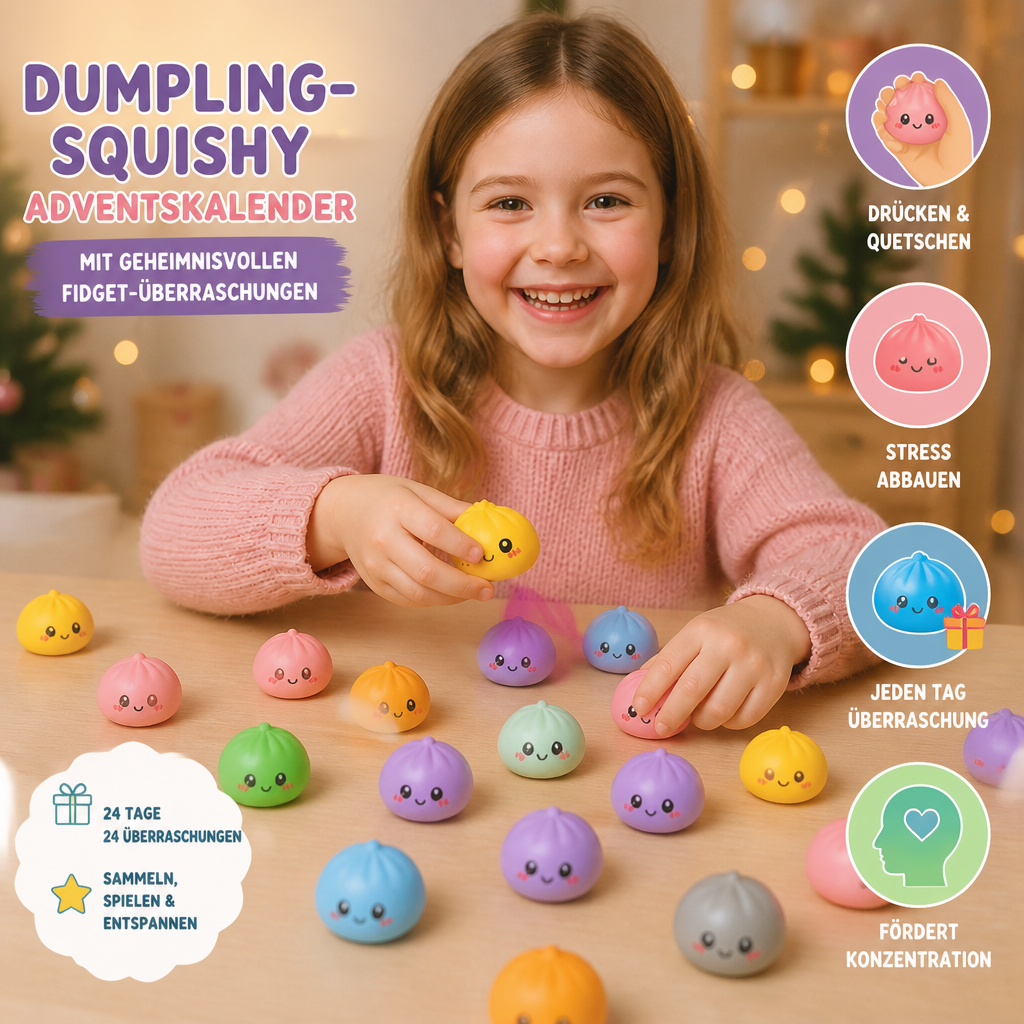 Dumpling-Squishy-Adventskalender mit geheimnisvollen Fidget-Überraschungen