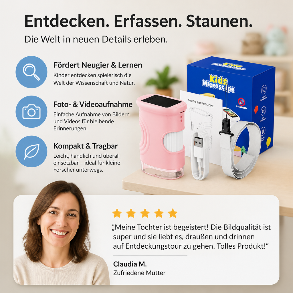 2-in-1 Digitales Mikroskop & Teleskop für Kinder mit Foto- und Videokamera