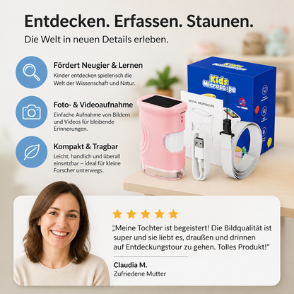 2-in-1 Digitales Mikroskop & Teleskop für Kinder mit Foto- und Videokamera