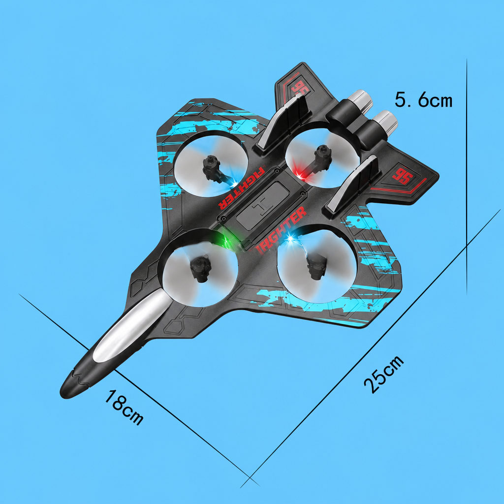 Robuste RC-Kampfjet-Drohne aus Schaumstoff für drinnen & draußen – 360°-Flips & LED-Lichter