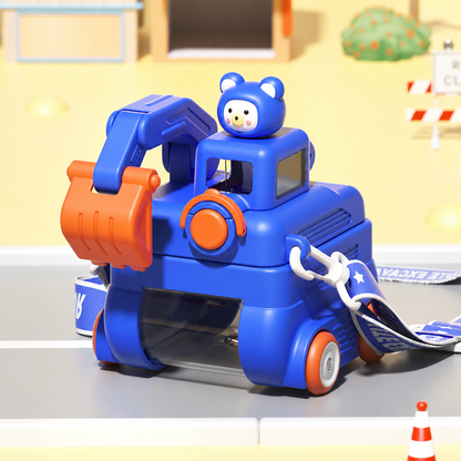TinyExcavators Bagger-Trinkflasche mit Strohhalm für Kinder