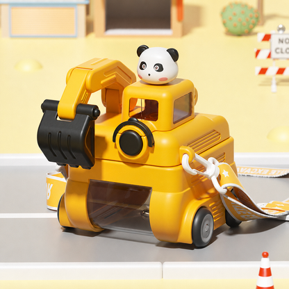 TinyExcavators Bagger-Trinkflasche mit Strohhalm für Kinder