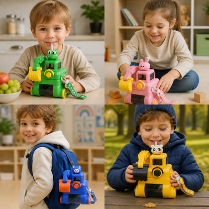 TinyExcavators Bagger-Trinkflasche mit Strohhalm für Kinder