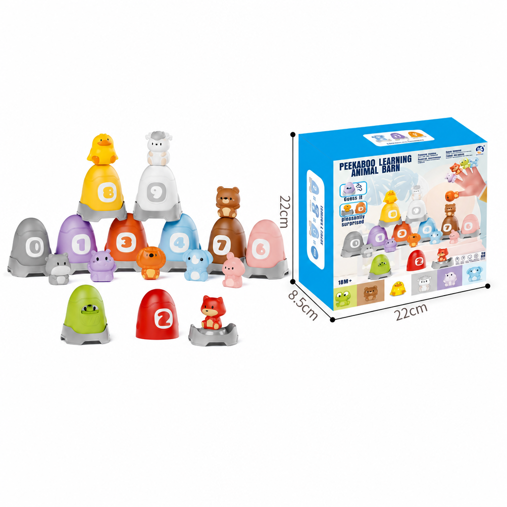 Montessori-Fingerpuppen-Set aus weichem Gummi mit Bauernhoftieren zum Farben-Sortieren & Zahlenlernen