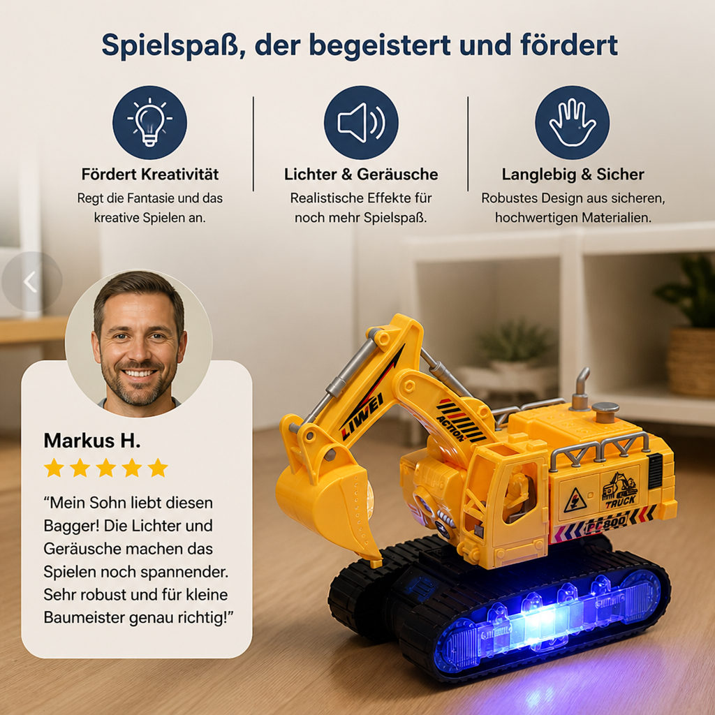 Elektrischer Verwandlungs-Roboter-Bagger mit Licht & Sound