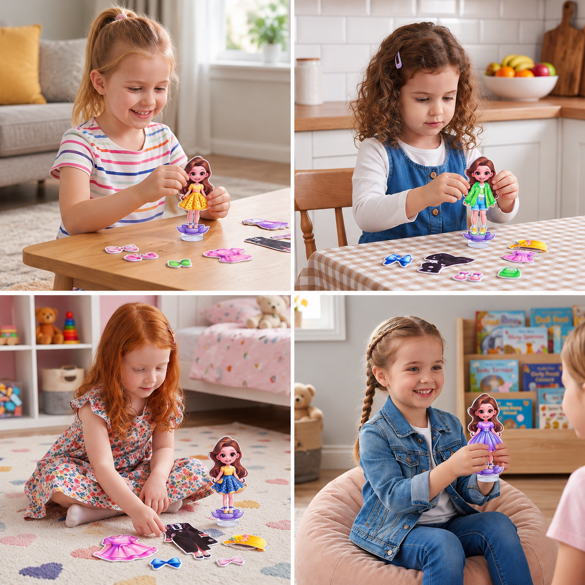 Magnetisches Ankleidepuppen-Set mit austauschbaren Outfits