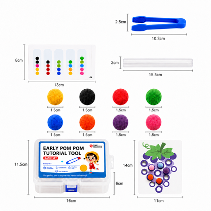Montessori-Pompon-Lernspiel für Farben & Zahlen zur Förderung der Feinmotorik