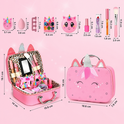 Umweltfreundliches & leicht abwaschbares Prinzessinnen-Make-up-Set für Kinder mit Kosmetiktasche