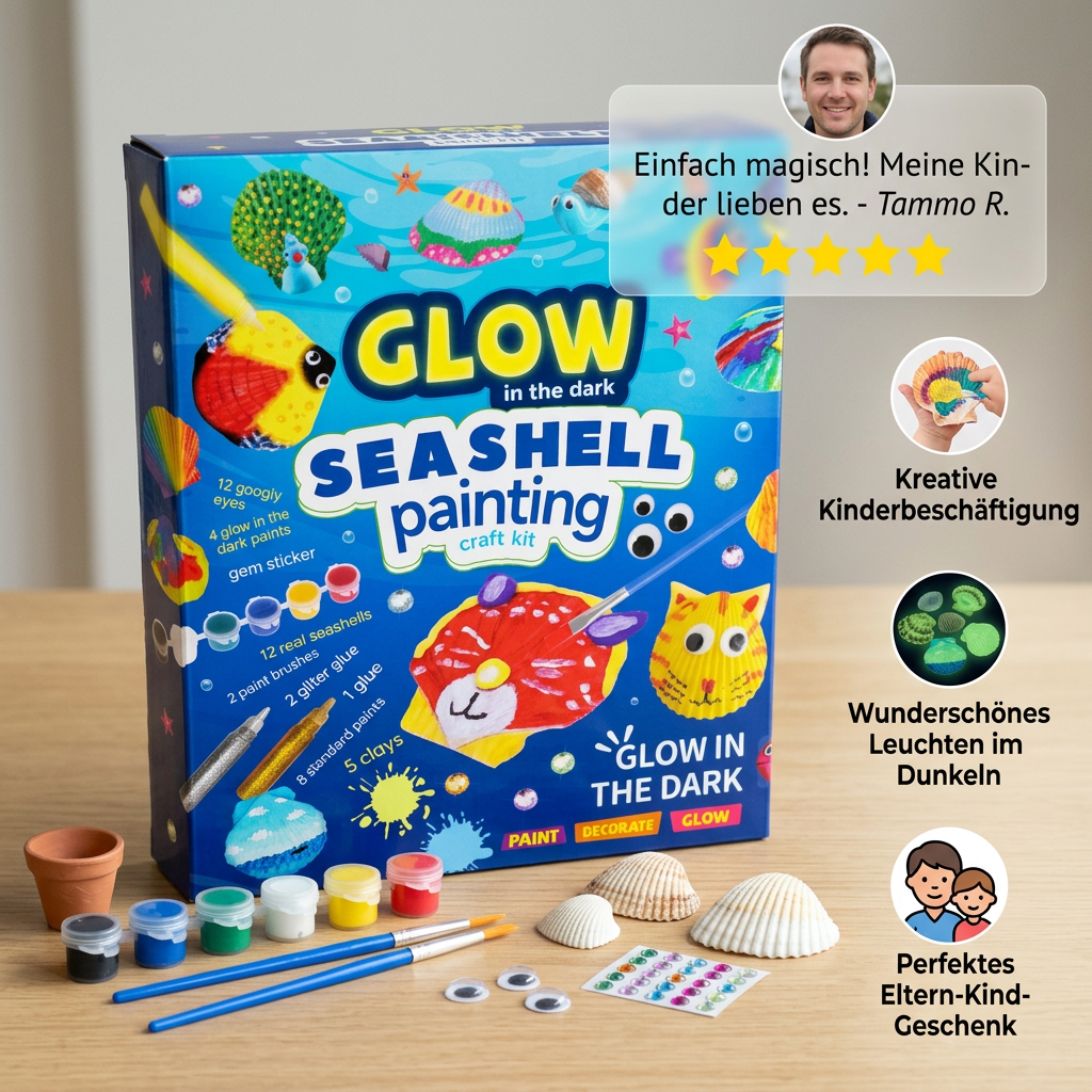 Glow-in-the-Dark Muschel-Malset – Leuchtendes DIY-Bastelset