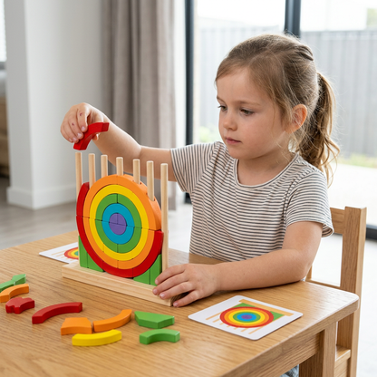 Montessori Holz-Regenbogen Stapel- & Zuordnungspuzzle
