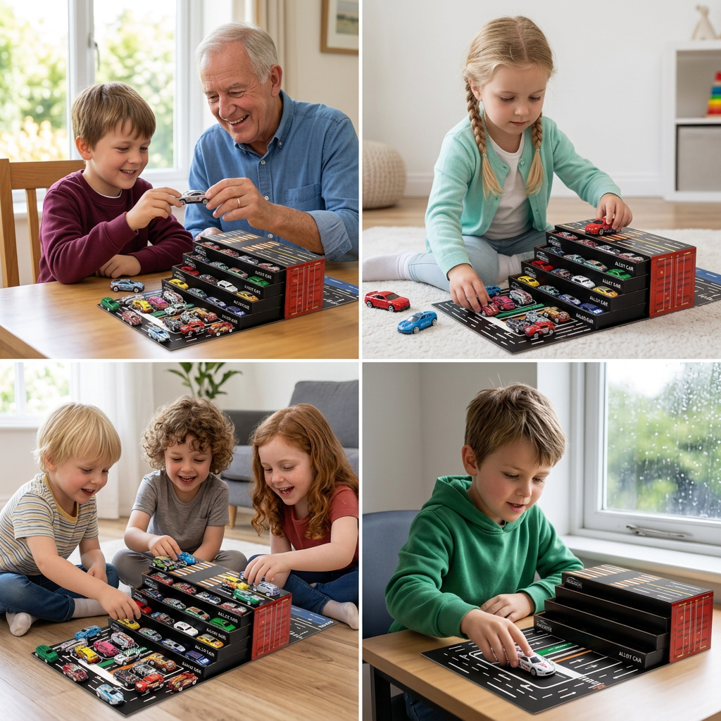 48-teiliges Mini-Druckguss-Rückziehauto-Set mit Aufbewahrungsbox